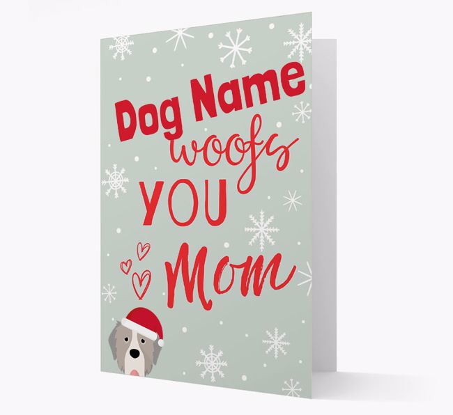 'I Woof You Mom' Card with your {breedFullName} Christmas Icon